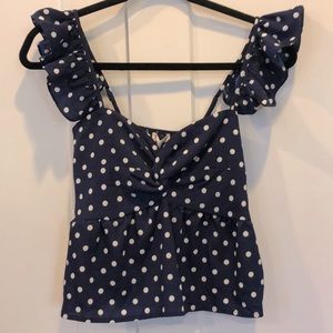 Navy blue ruffled tank